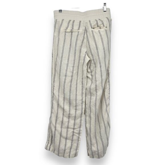 Athleta Cabo Tide Linen Wide Leg Pants Women’s 4 Cream Nautical Striped Beach - Picture 3 of 9